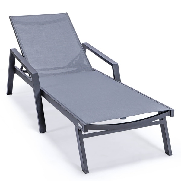 Aluminum Beach Pool Sun Lounge Chair Sling Mesh Fabric With Arms,Stackable Chaise Lounger (Set of 2)