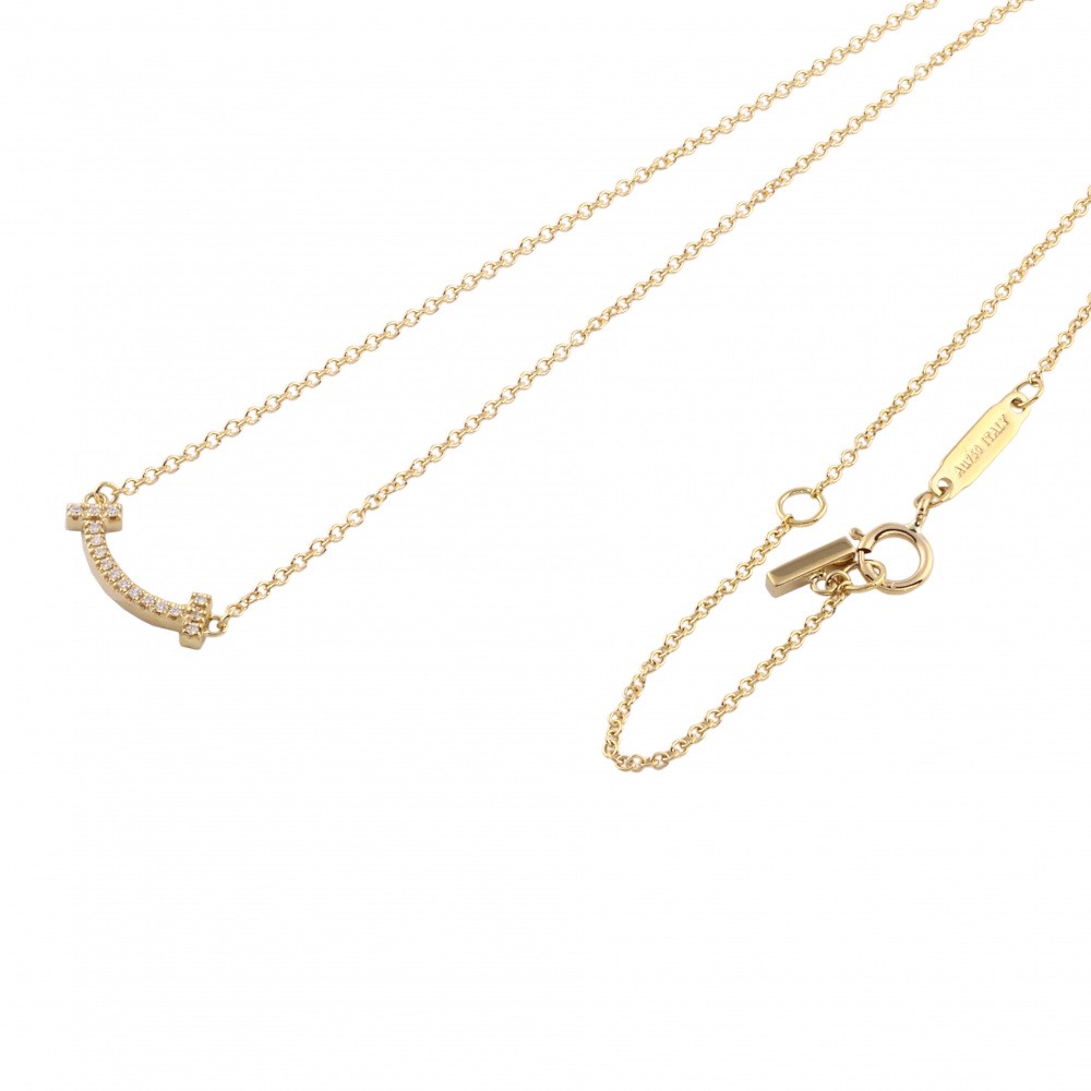 Tiffany & Co. Tiffany T Smile Necklace 18K Yellow Gold Diamond