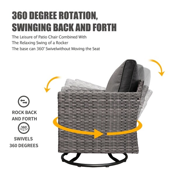 OVIOS Wicker Swivel Rocking Chair 3piece Set