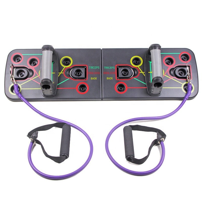 9 in 1 Push Ups Stands Rack Board with Latex Resistance Bands
