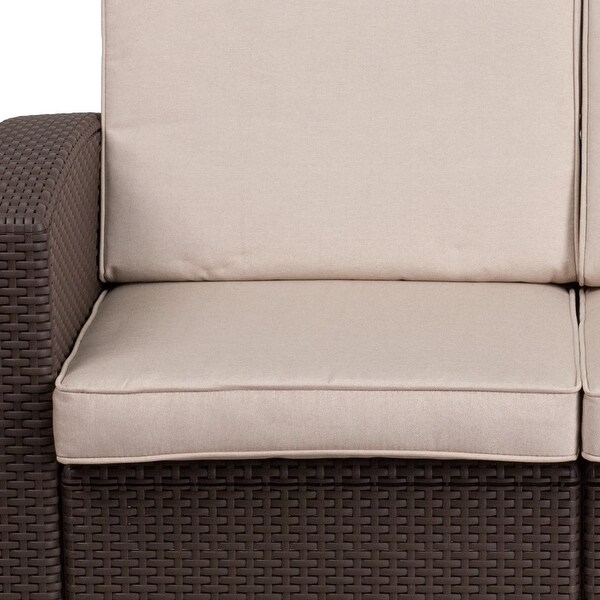 Faux Rattan Loveseat with AllWeather Cushions