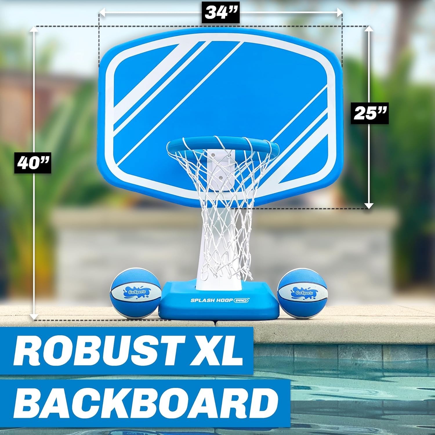 Splash Hoop Swimming Pool Basketball Game, Includes Poolside Water Basketball Hoop, 2 Balls and Pump
