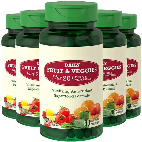 Nature Fruits and Veggies For Life 5X250 Caps per Bottle 30+ Fruits Vegetables