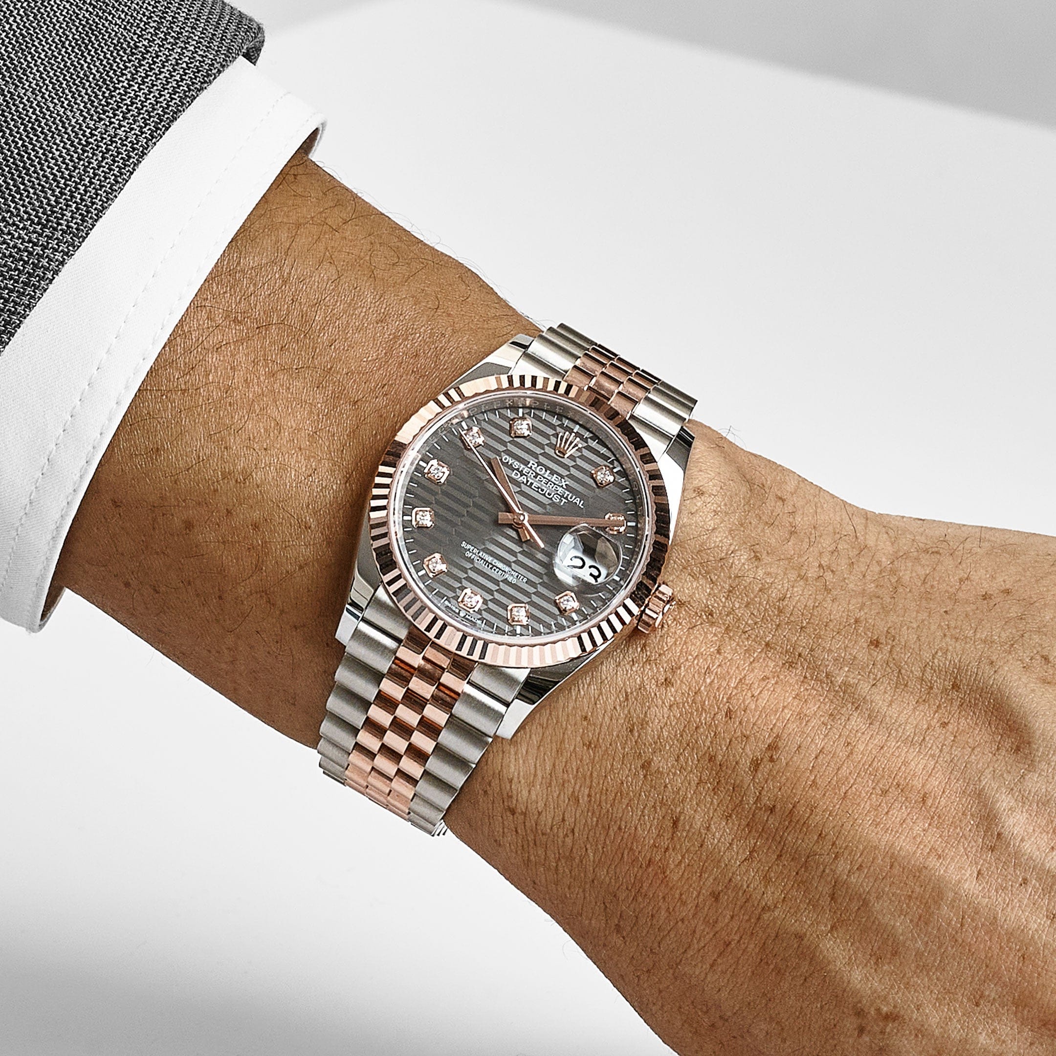 Rolex Datejust 36 126231 Rose Gold Stainless Steel Slate Motif Diamond Dial (2023)