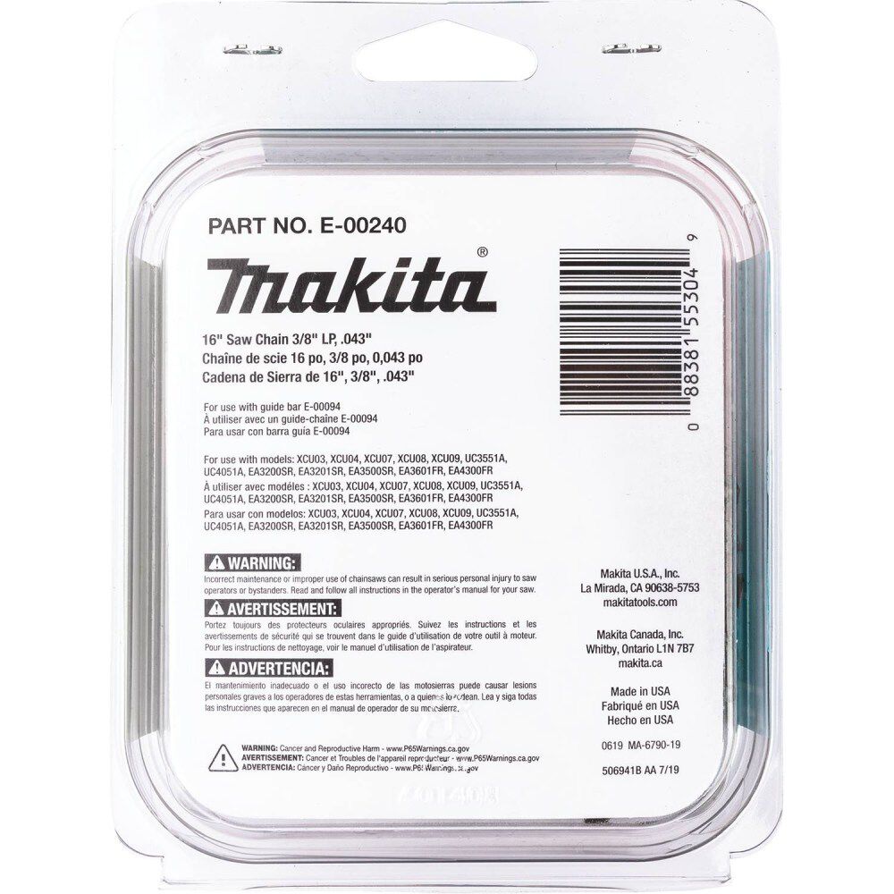 Makita 16″ Saw Chain 3/8 LP.043 E-00240