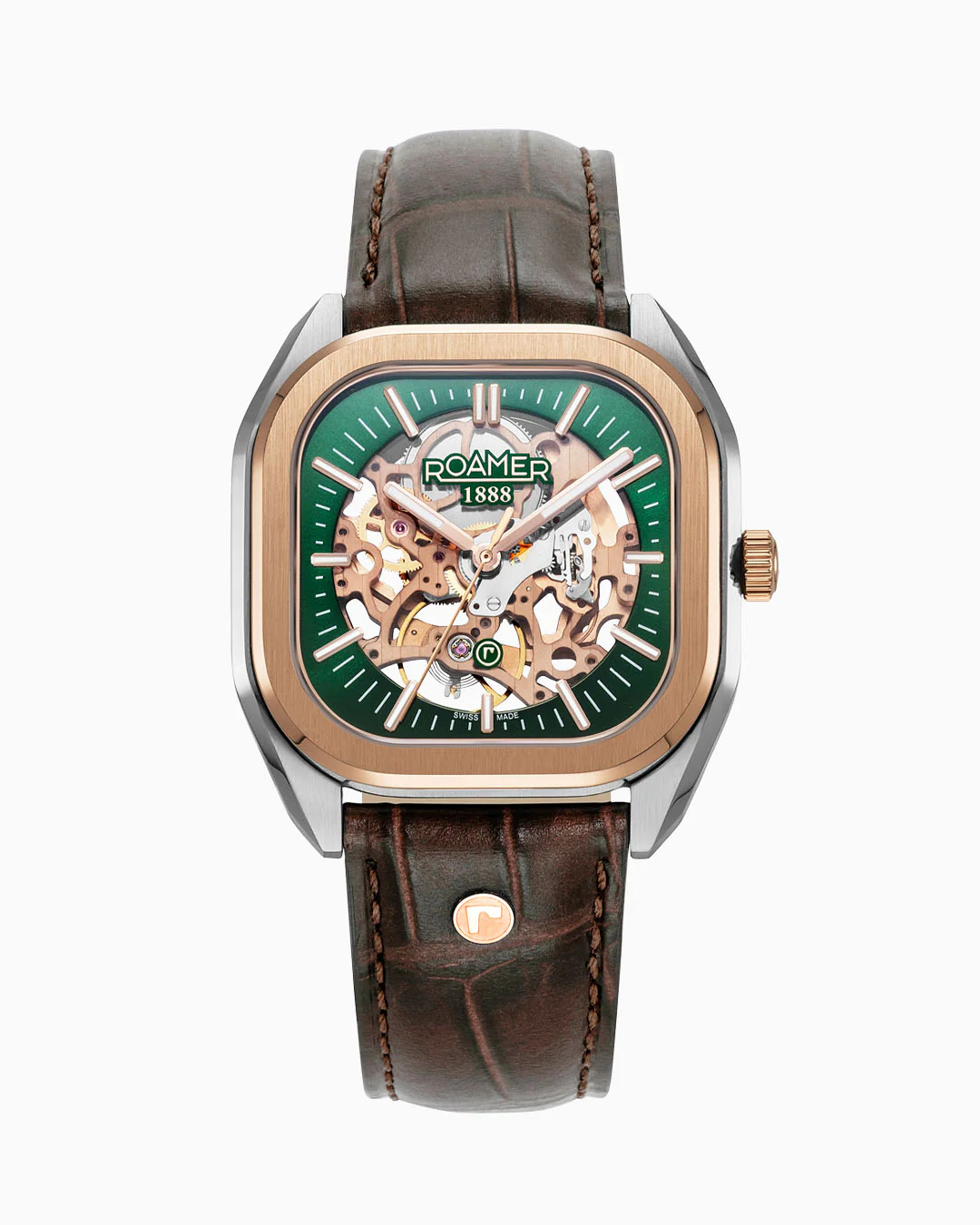 Mechano 42mm Hand-Winding Three-Hand Green Dial Two-Tone Bracelet Leather Strap Set Sapphire antireflection glass  Stainless Steel swiss watch