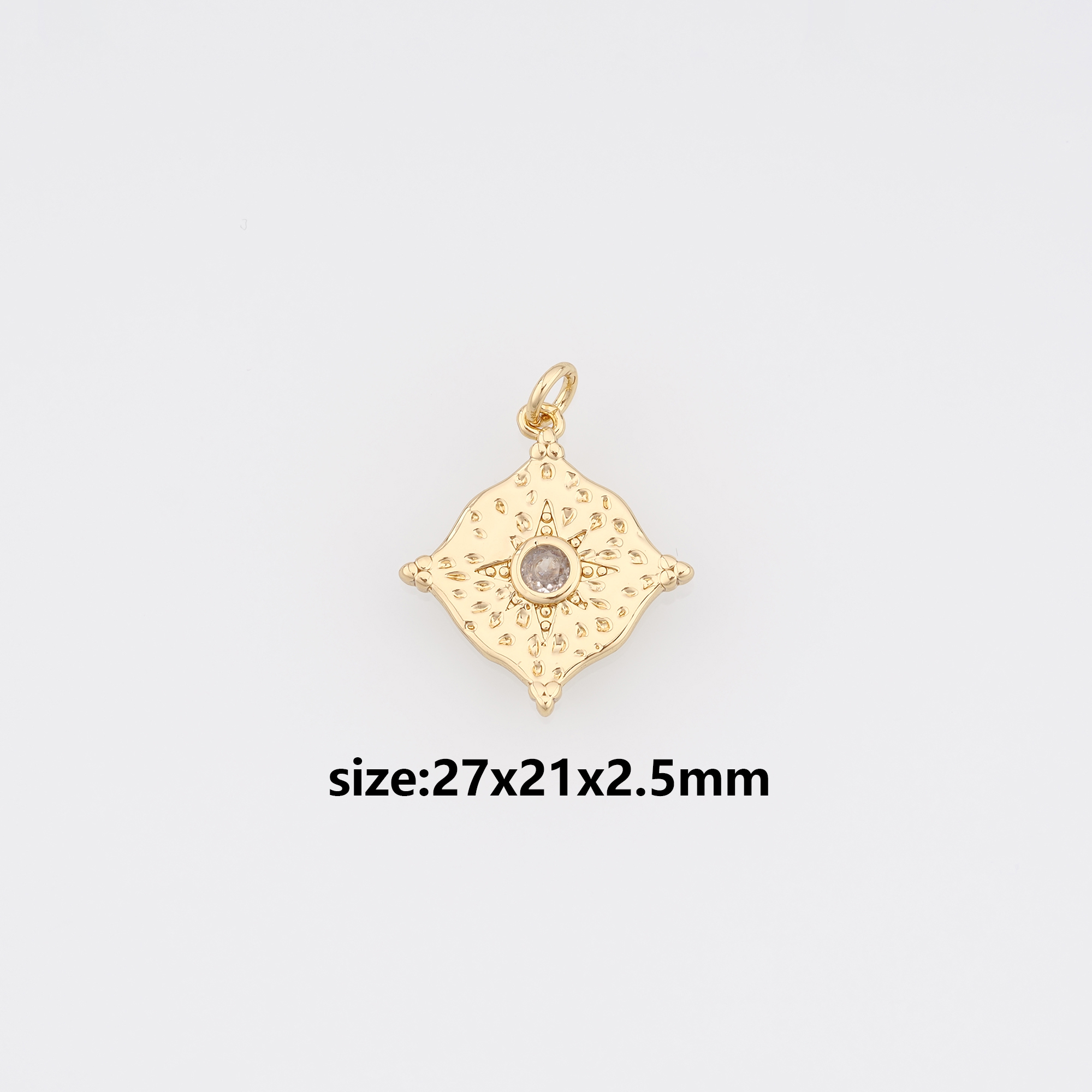 18K Gold Filled North Star Pendant,CZ Micro Pave Celestial Charm Earrings Necklace for DIY Jewelry Making Supply