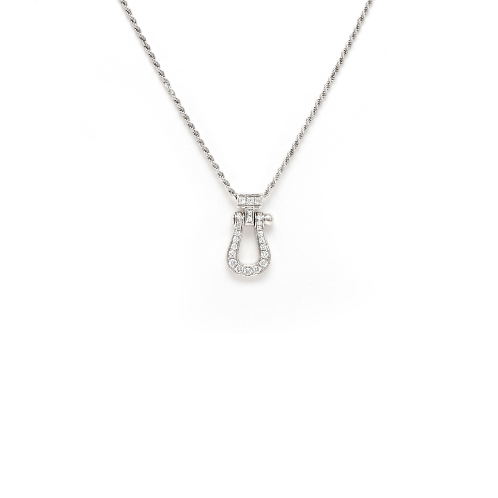 FRED Force 10 Mm Full Diamond Necklace 18K White Gold 3B0203-7B0232