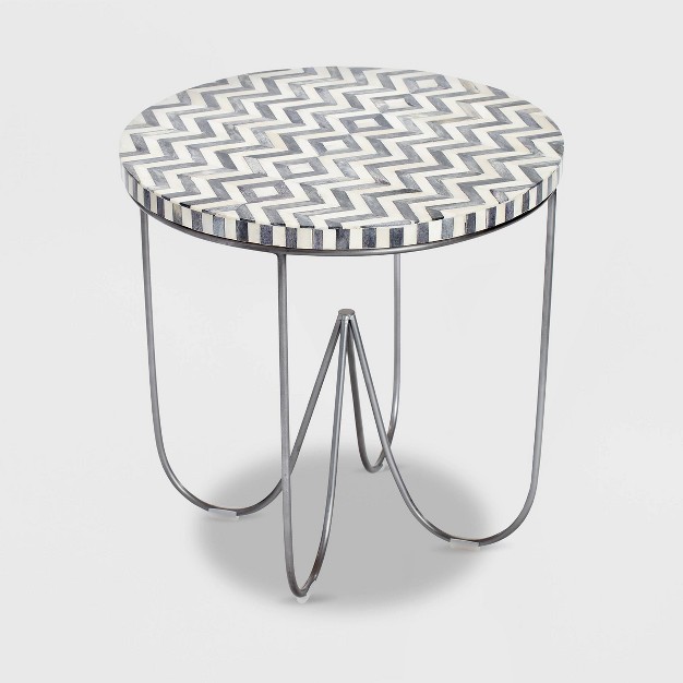 Zahra Round Side Table Black white Adore Decor