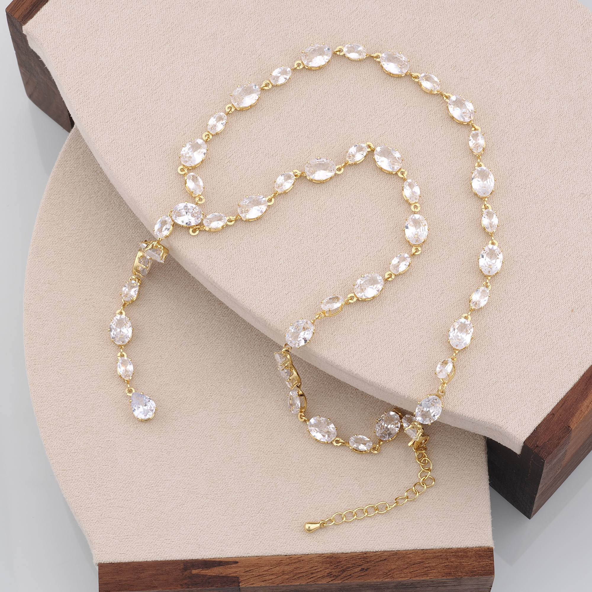 18K Gold Filled Oval Necklace,Zircon Necklace,Minimalist Necklace,Adjustable Necklace,Gift for Her