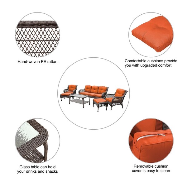 6piece Resin Wicker Patio Furniture Conversation Set with High Back