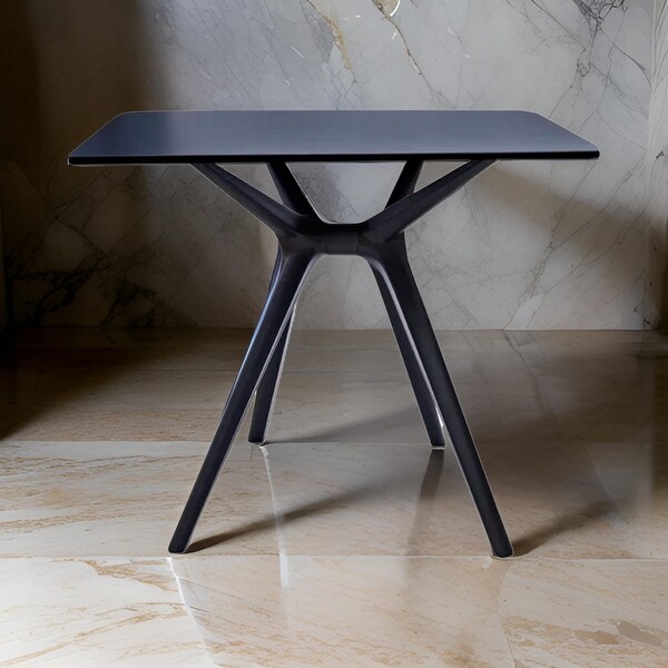 Filia 29 Inch Outdoor Dining Table,Rectangular Top,Tapered Legs,Black