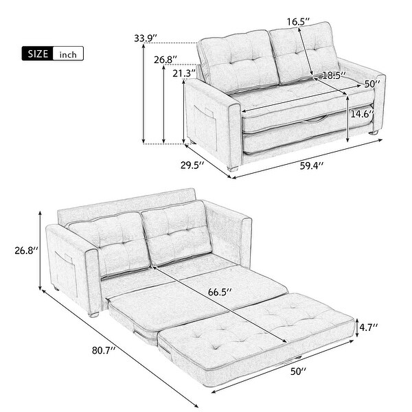 Loveseat Sofa with PullOut Bed