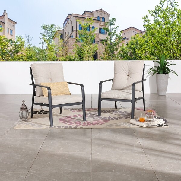Patio Festival Outdoor Patio Armrest Chair With Cushions (2Pack)