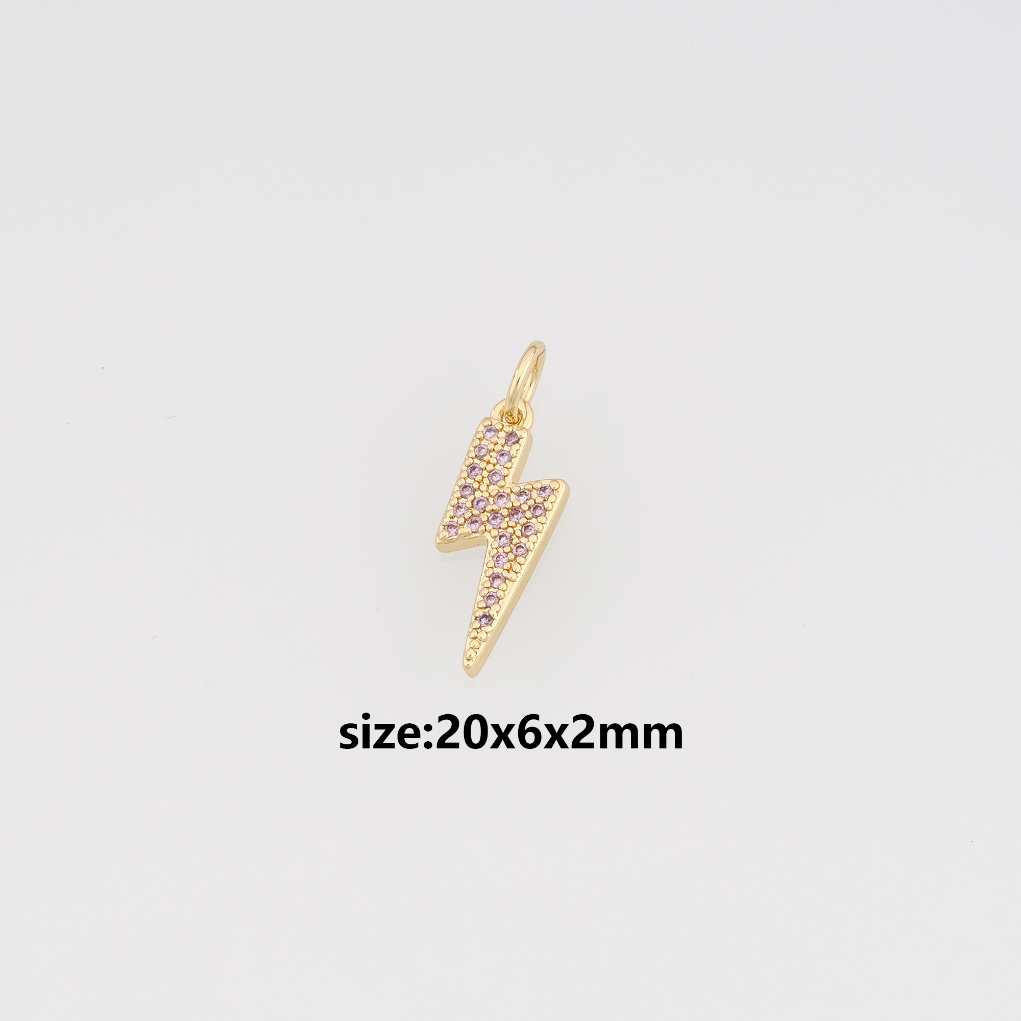 18K Gold Filled Lightning Pendant,CZ Micro Pave Lightning Charm Earrings Necklace for DIY Jewelry Making Supply