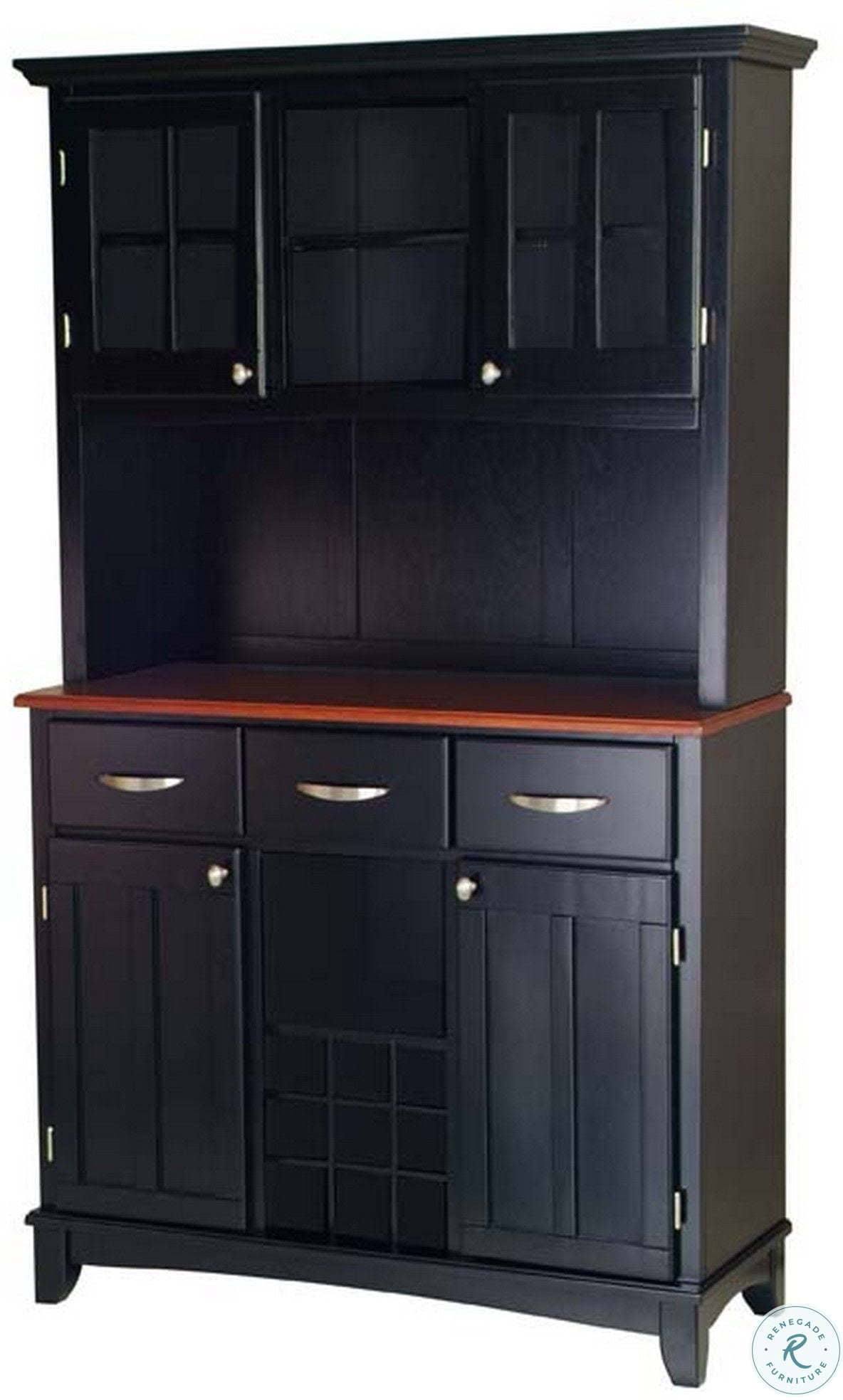 Home Styles Furniture 5100-0042 Black Buffet with Cherry Wood Top