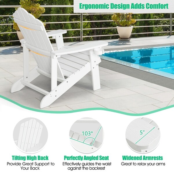 Costway Patio HIPS Adirondack Chair with Cup Holder Weather Resistant