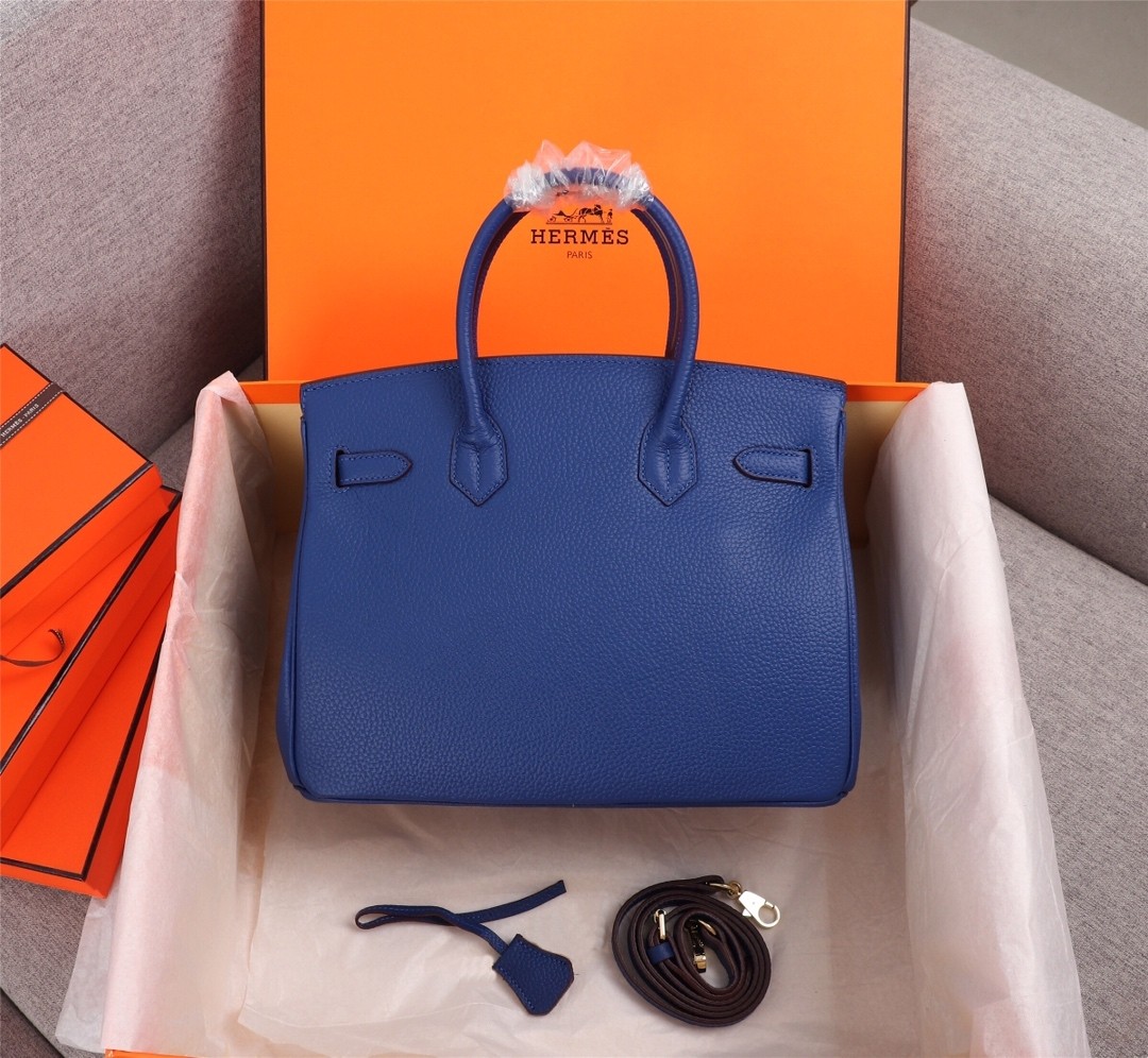 Top Quality Hermes  Epsom Birkin 30 Bleu Electrique Handbag - cnluxepick