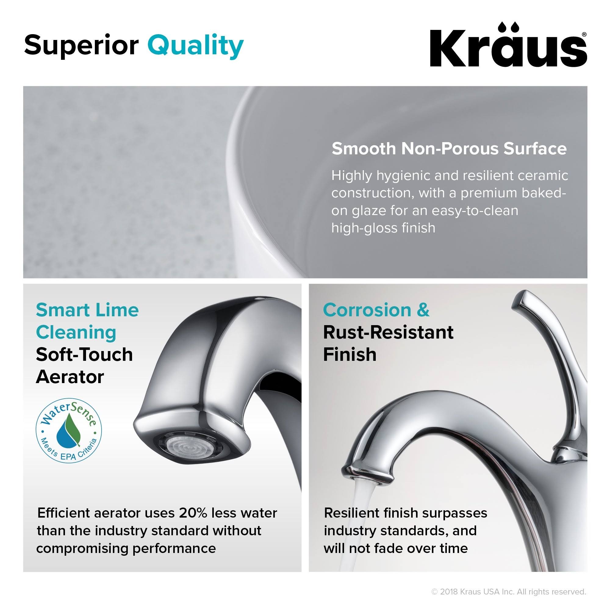 Kraus C-KCV-142-1201CH Elavo Sink Faucet Bathroom Set, Chrome- Arlo