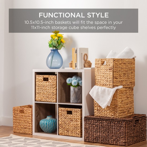 Best Choice Products 10 5x10 5in Hyacinth Storage Baskets Set Of 5 Multipurpose Collapsible Organizers