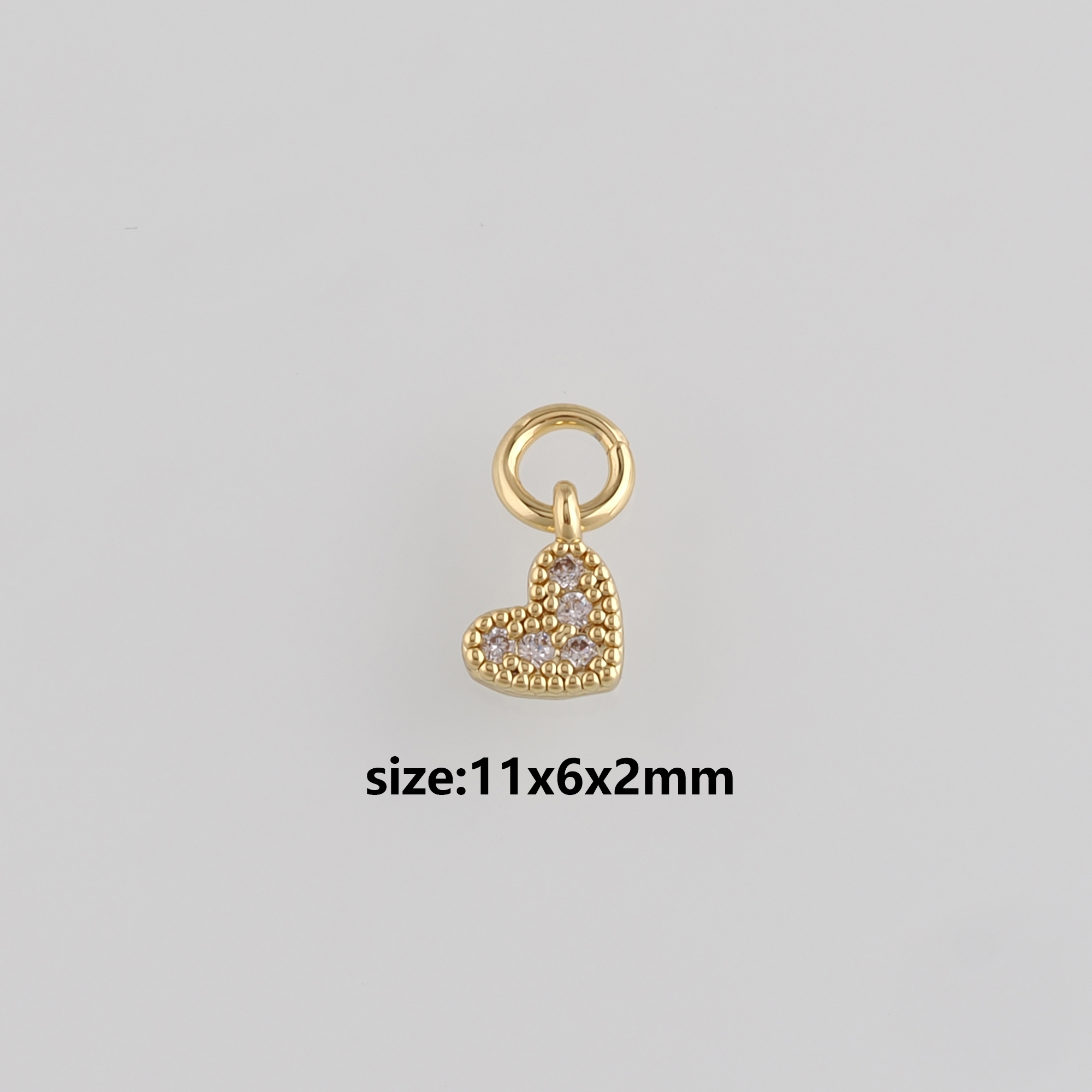 18K Gold Filled Heart Pendant,CZ Micro Pave Heart Charm Earrings Necklace for DIY Jewelry Making Supply