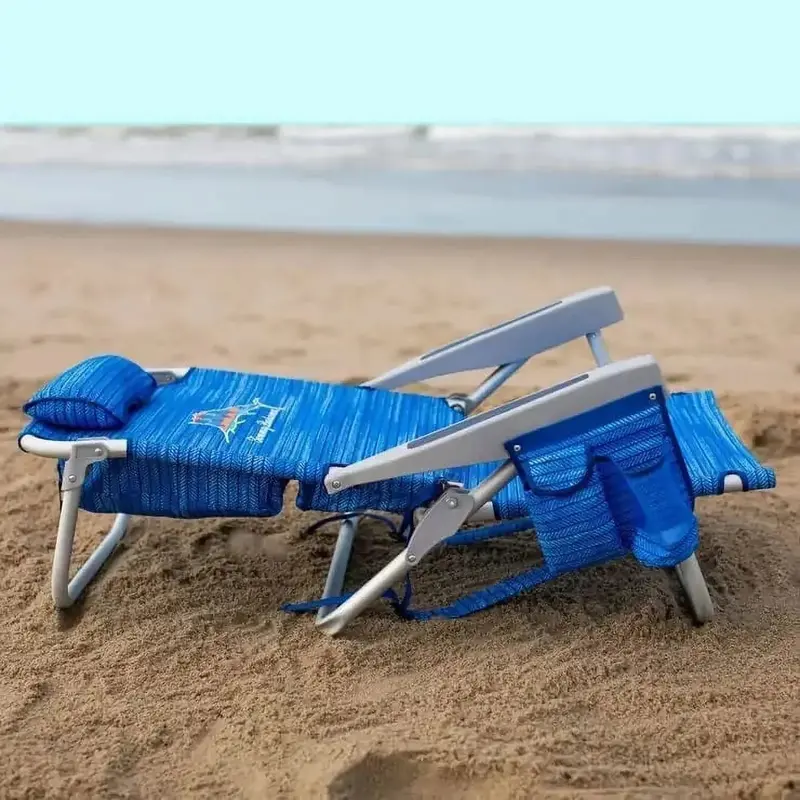 Tommy Bahama Blue Backpack Beach Chairs — 2-Pack Portable Folding Set