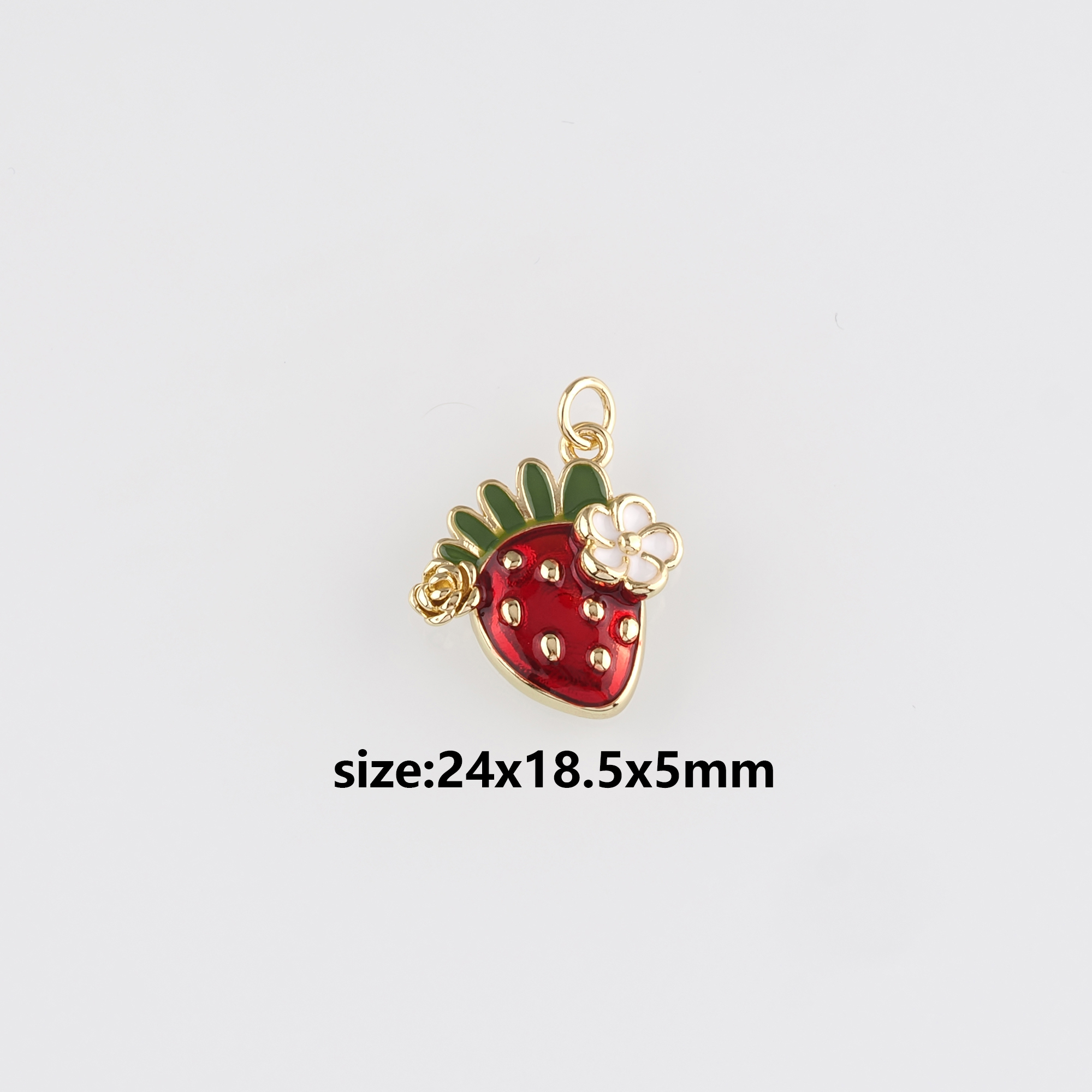 18K Gold Filled Strawberry Pendant,Enamel Strawberry Charm Earrings Necklace for DIY Jewelry Making Supply