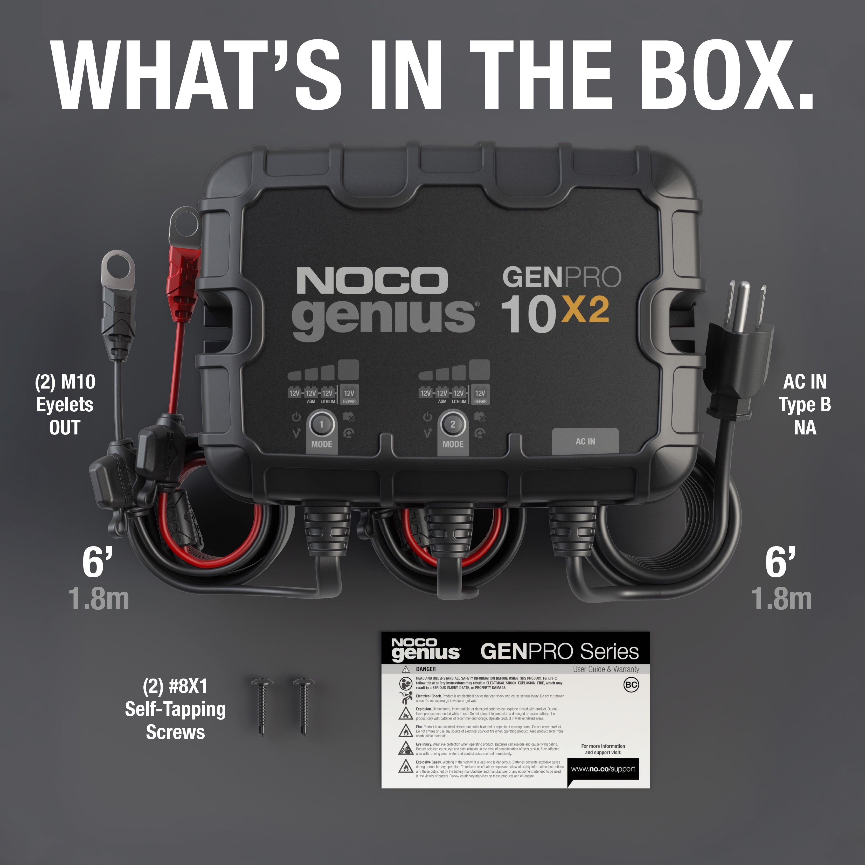 NOCO Genius GENPRO10X2 2-Bank 20A (10A/Bank) 12V Onboard Battery Charger