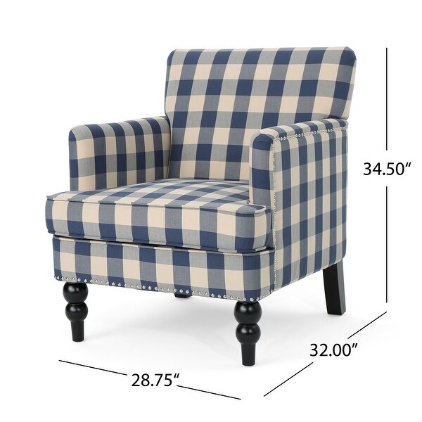 Modern Fabric Tufted Club Chair with Arms and Nailhead,Easy to Assemble
