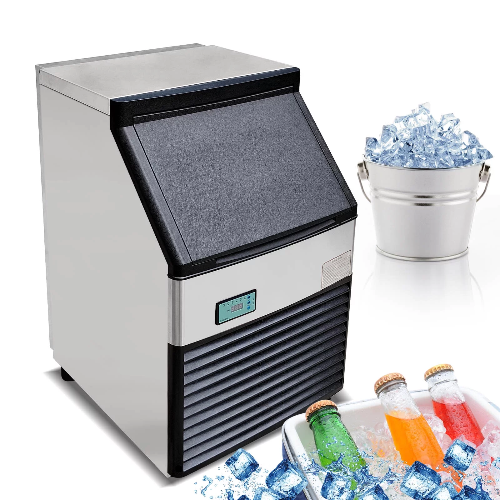 Kolice Commercial Auto Ice Cube Machine Ice Machine Ice Maker-132 LBS/Day for Home,Hotel,Bars,Cafes,Restaurant,Ice Cream Store,Dessert Shops