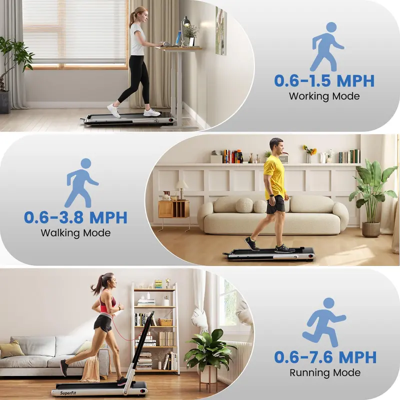 Under-Desk Walking Pad — 340-LB Capacity Treadmill with Handlebar & App Connectivity