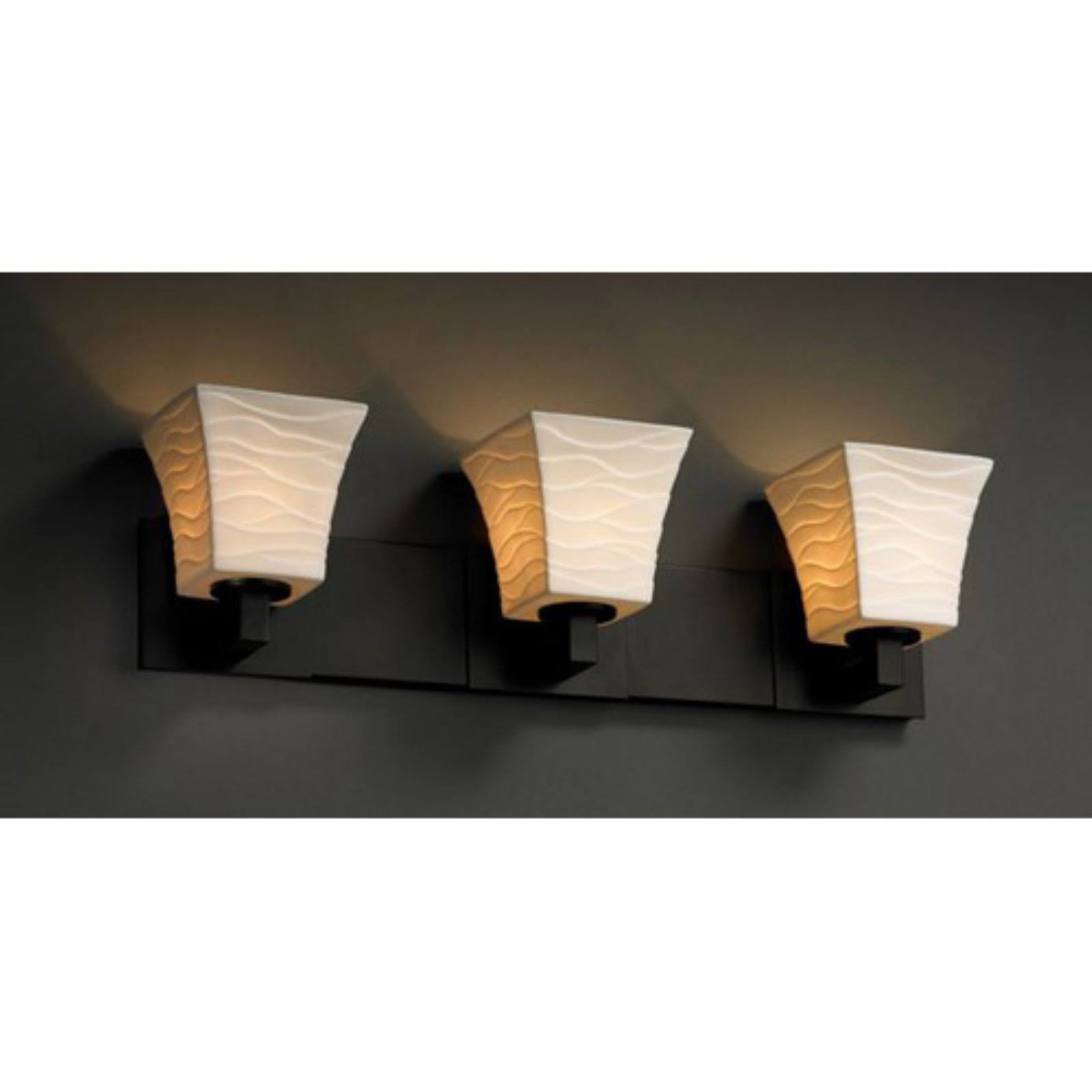 Justice Design Group POR-8923-40-WAVE-NCKL Modular 3-Light Bath Bar