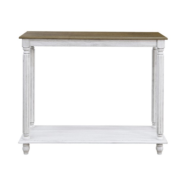 Galano Moshiem 35 4 In Spray Paint White With Oak Rectangular Solid Wood Console Table