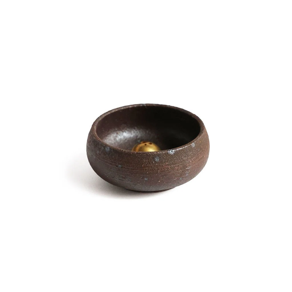 Wabi-Sabi Bowl with Brass Dome Incense Holder