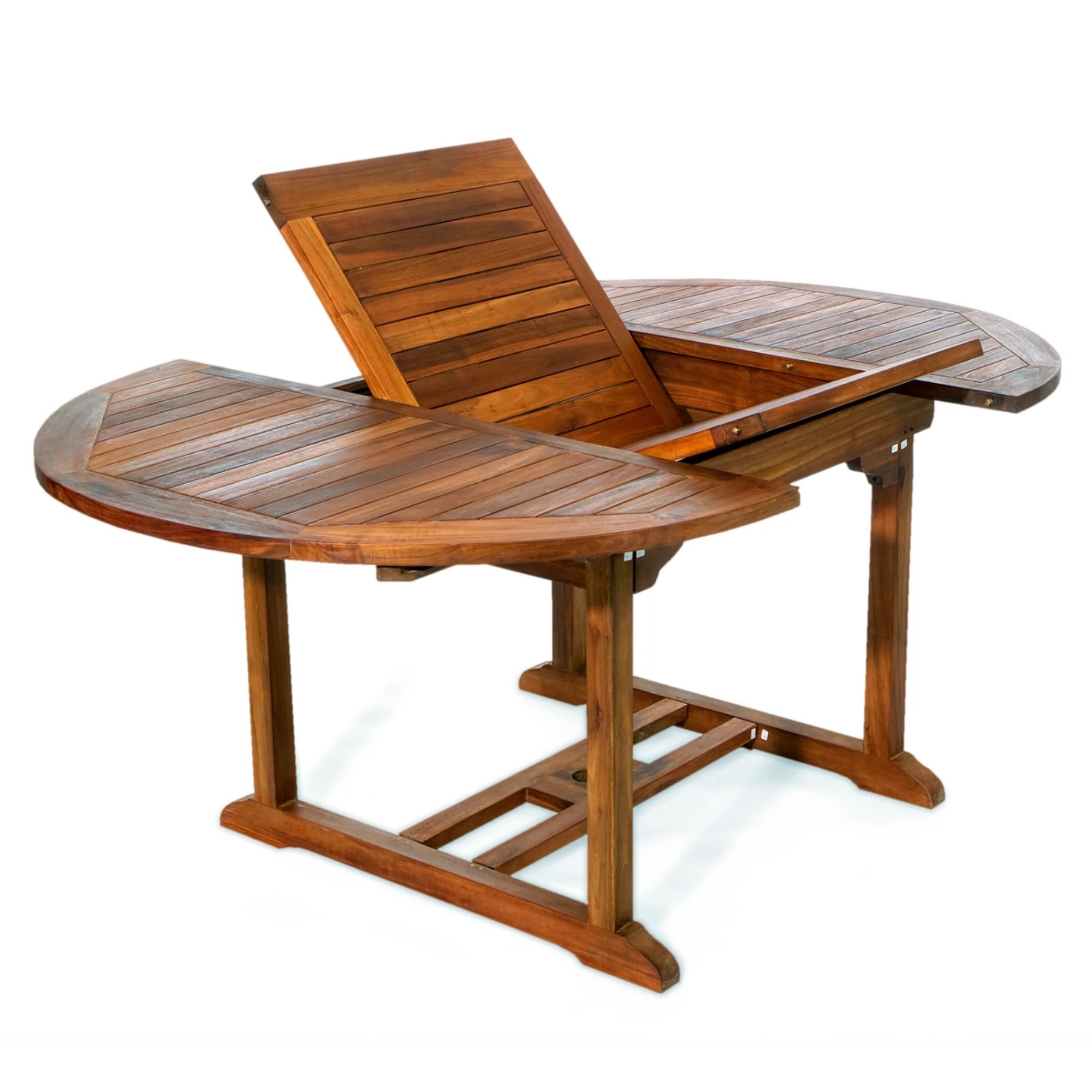 All Things Cedar Teak Oval Folding Patio Dining Set - Seats 6