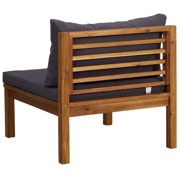 vidaXL Sectional Middle Sofa with Dark Gray Cushions Solid Acacia Wood