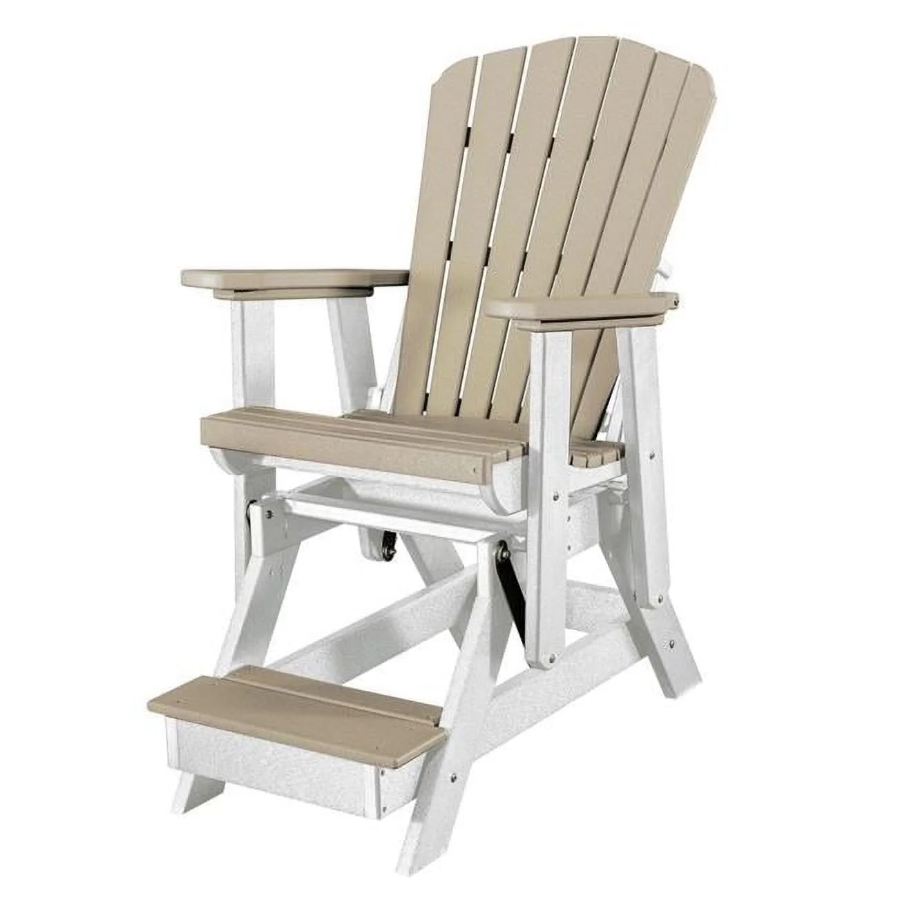 OS Home and Office Furniture Resin Fan Back Balcony Glider in Weatherwood/White