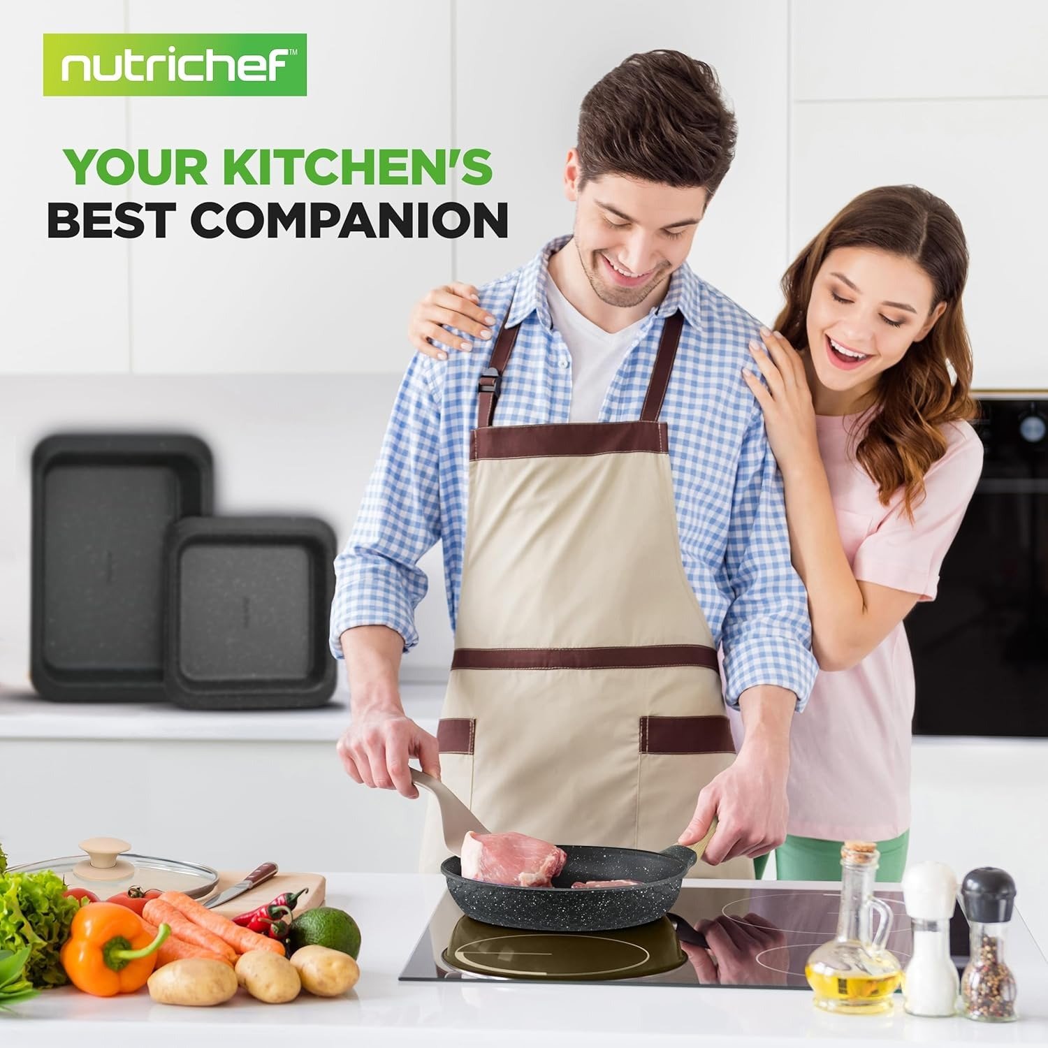 22-Piece Black Marble Non-Stick Cookware & Bakeware Set Induction Compatible Dishwasher Safe