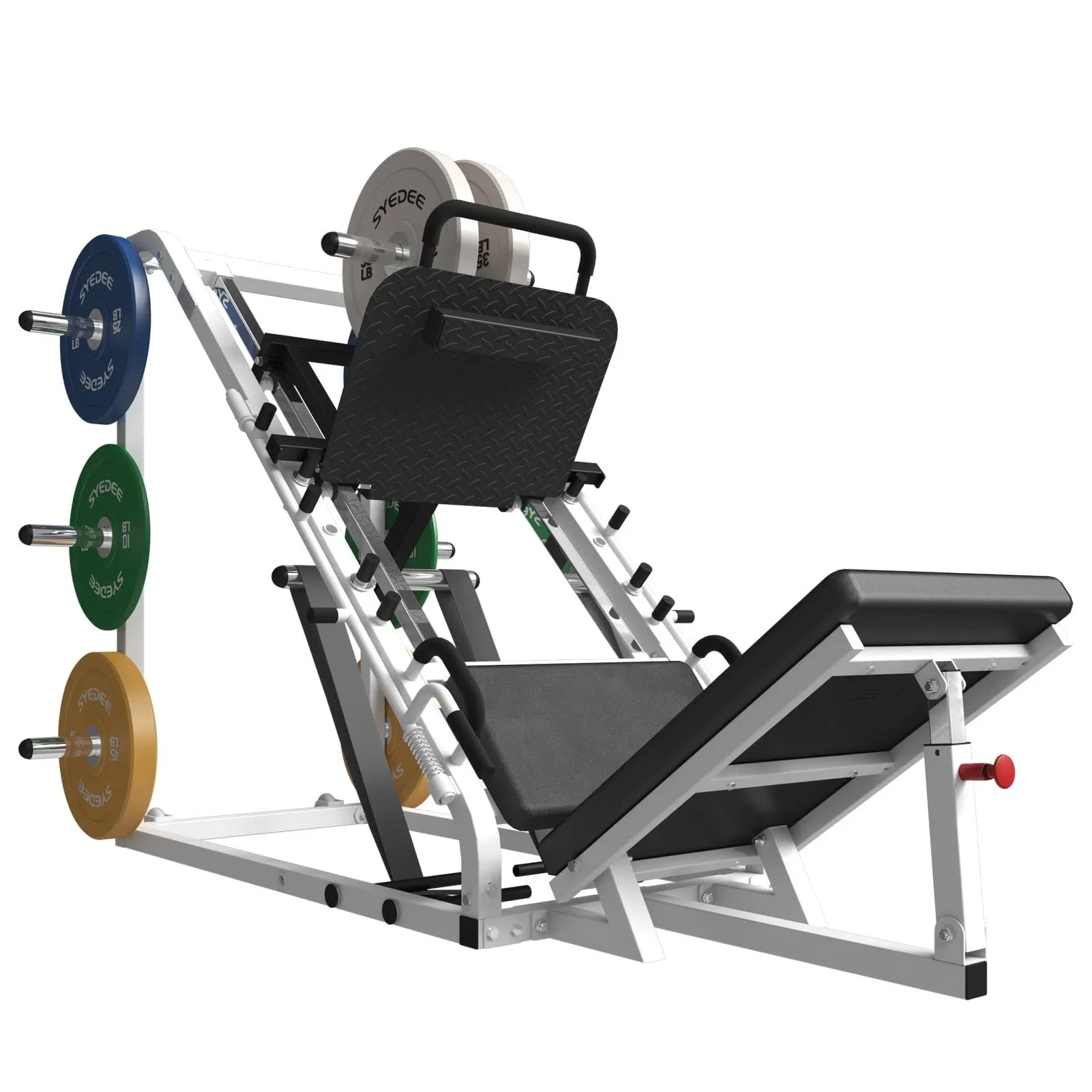 syedee Leg Press Machine with Calf Block, 1500lbs Weight Capacity Adjustable Leg Machine with Resistance Band Pegs and Plate Storages, Workout