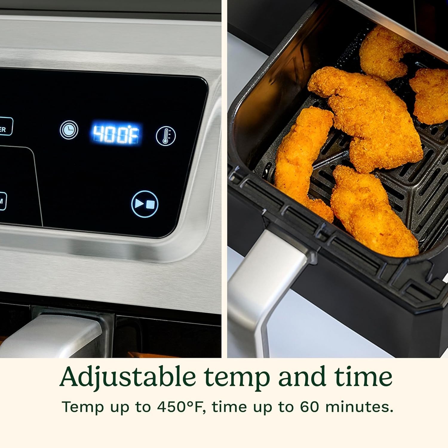 Dual Basket Air Fryer, Two Baskets 11 Qt in Total, 6 Functions: Air Fry, Roast, Bake, Broil, Dehydrate & Keep Warm