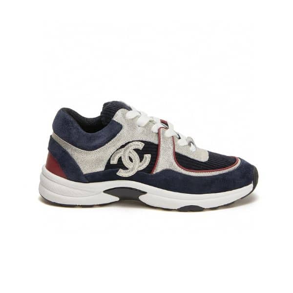 Chanel Cc Logo Sneakers Navy Burgundy