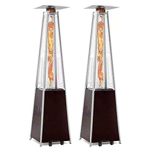 2026 2-Sets Pyramid Outdoor Heater Standing, 42,000 Btu Tower Patio Heaters Propane