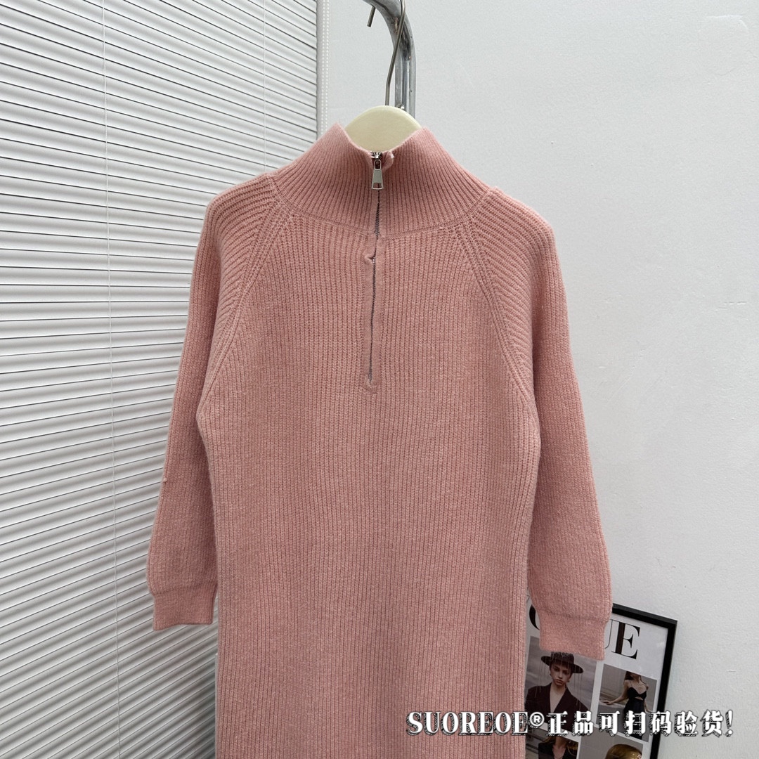 Ladies' Minimalist zipper woolen dress - cnluxepick