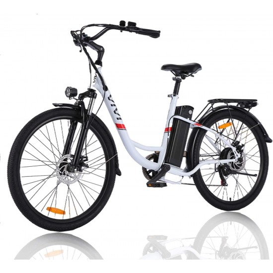 26″ Electric Cruiser Bike,350W Electric Bike/City Ebike with Removable 36V 8Ah Lithium-ion Battery,Shimano 7 Speed Commuter Electric Bicycles,20MPH & 50 Mile Range Adult Electric Bikes