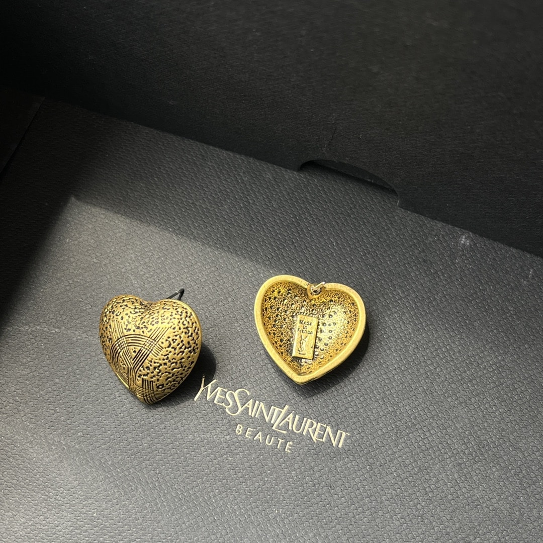 Saint Laurent Ysl Heart Earrings Gold
