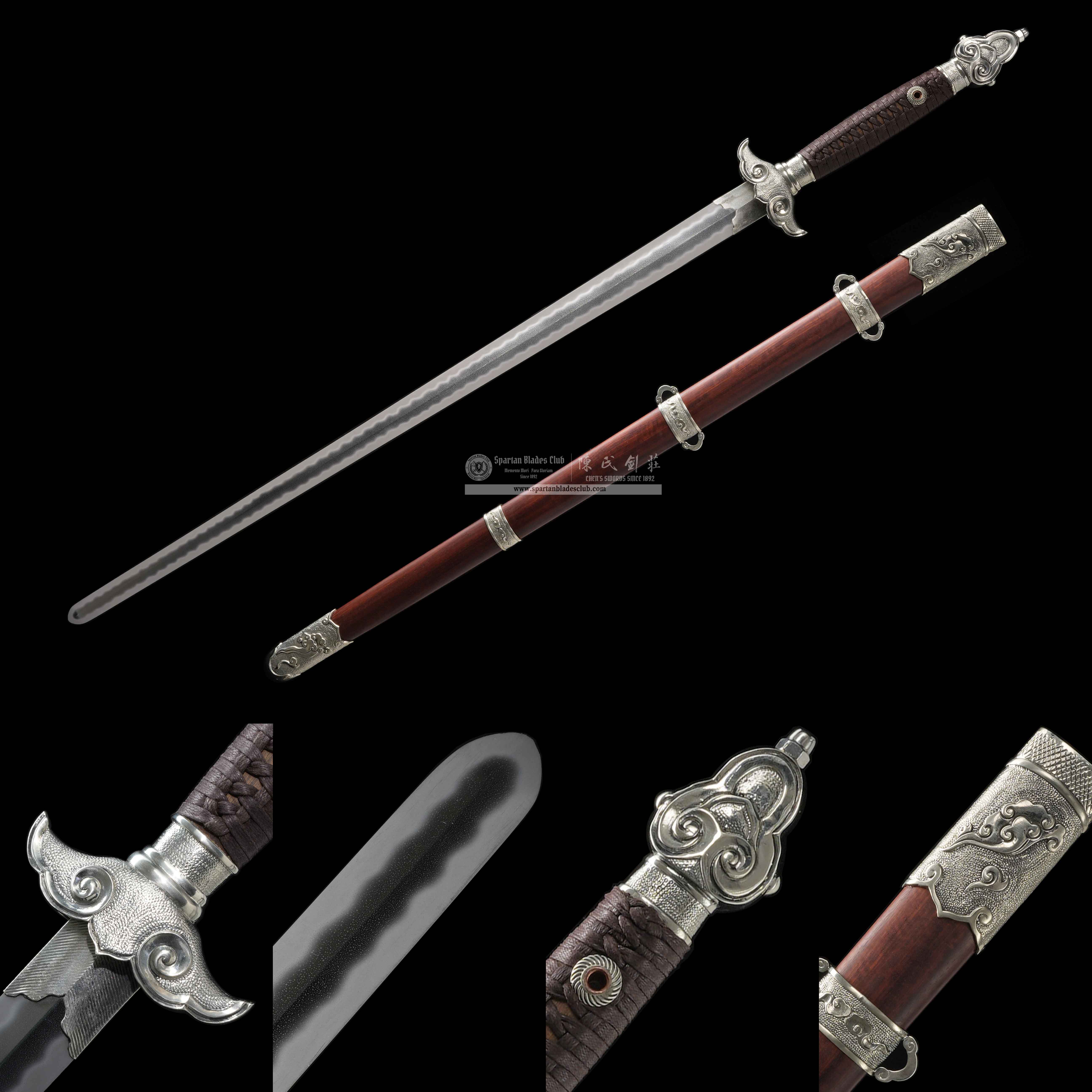 XA03 | Lüzu Jian Ⅱ | Chinese weapons | Leng Ning Steel | Red&Silver | Cloud | Battle-Ready | Full-tang | Spartan Blades Club | CHEN'S SWORDS 1892 - Spartan Blades Club - 陳氏劍莊1892