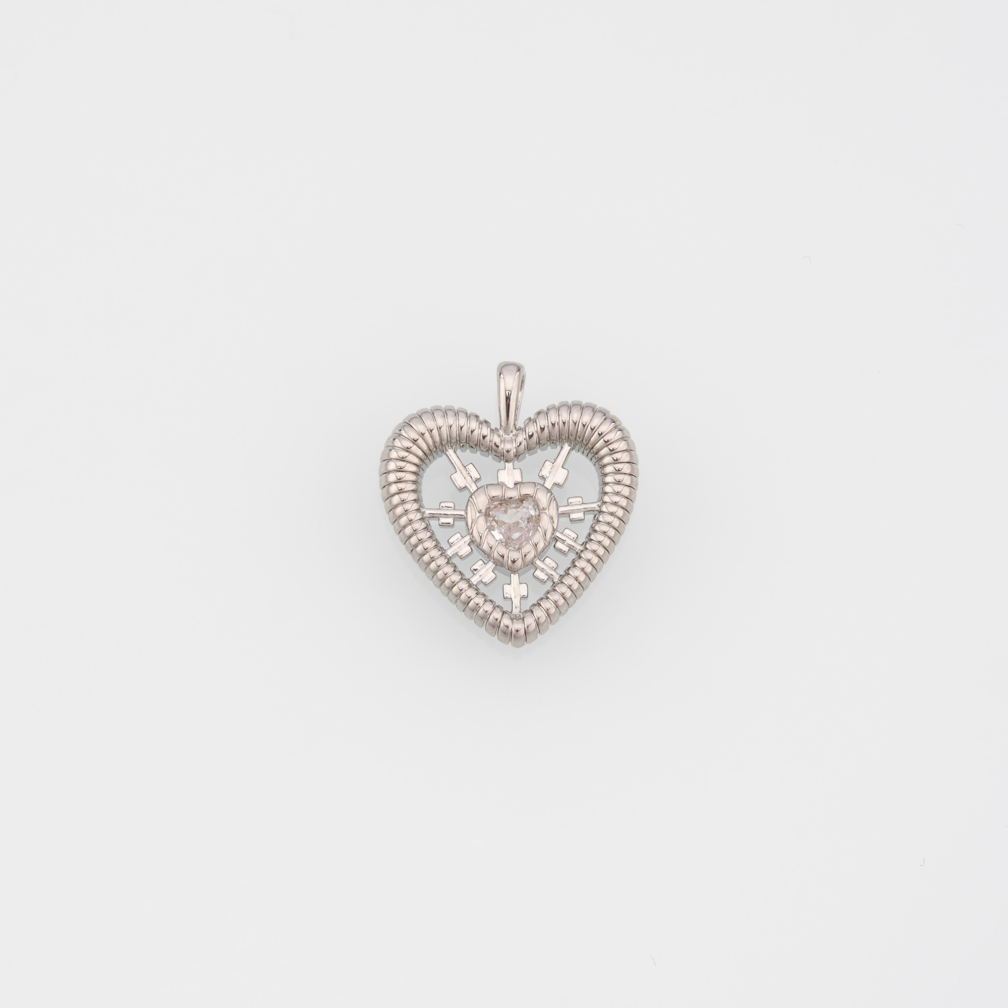 18K Gold Filled Heart Pendant,CZ Heart Charm Earrings Necklace for DIY Jewelry Making Supply