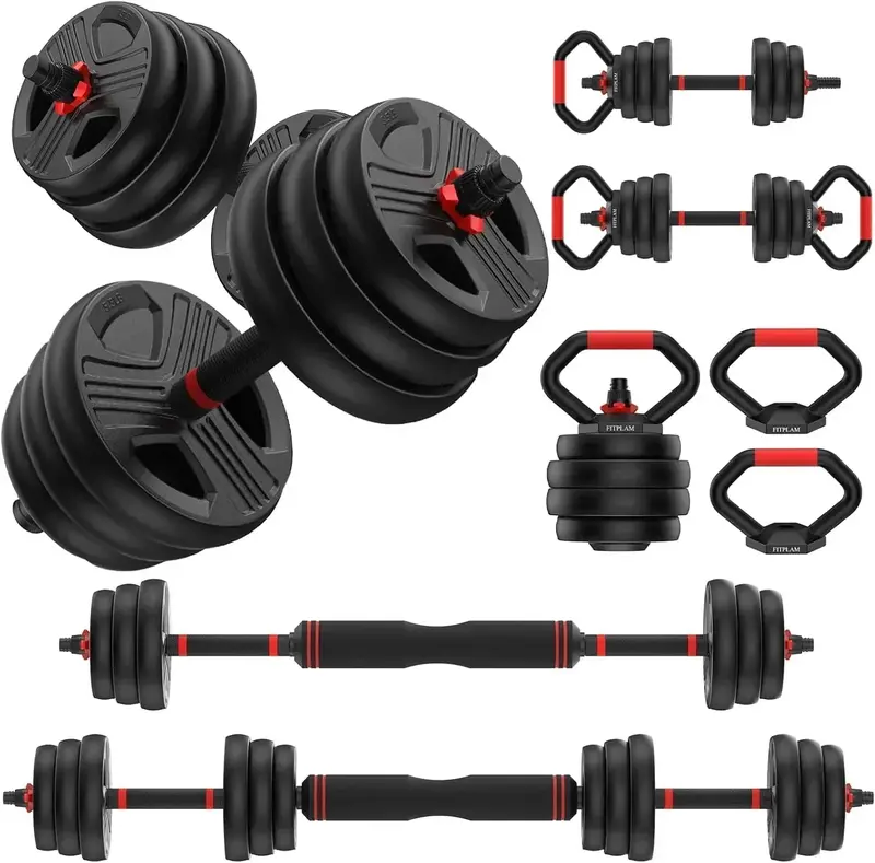 Upgraded Adjustable Dumbbell Kit – Locking Nuts, Push-Up Stand & Barbell Conversion