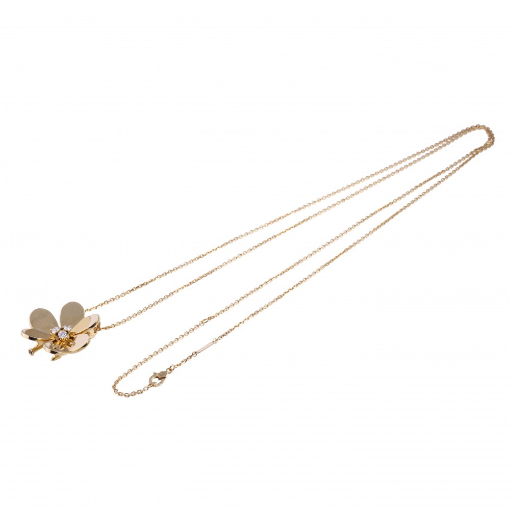 Van Cleef & Arpels Frivole Clip Pendant Very Necklace 18K Yellow Gold Diamond VCARP2DW00