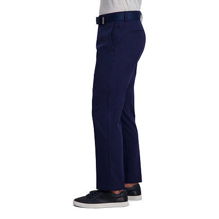 Haggar Men&s Cool Right Performance Flex Solid Straight Fit Flat Front Pant